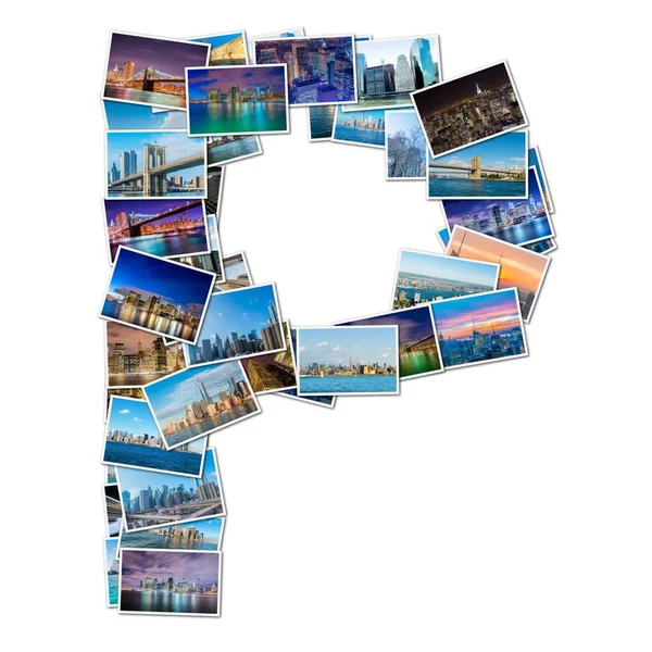 English alphabet letter made of New York photos — Stock Photo, Image