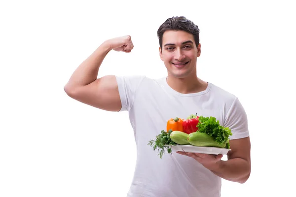 Homem no conceito de alimentação saudável — Fotografia de Stock