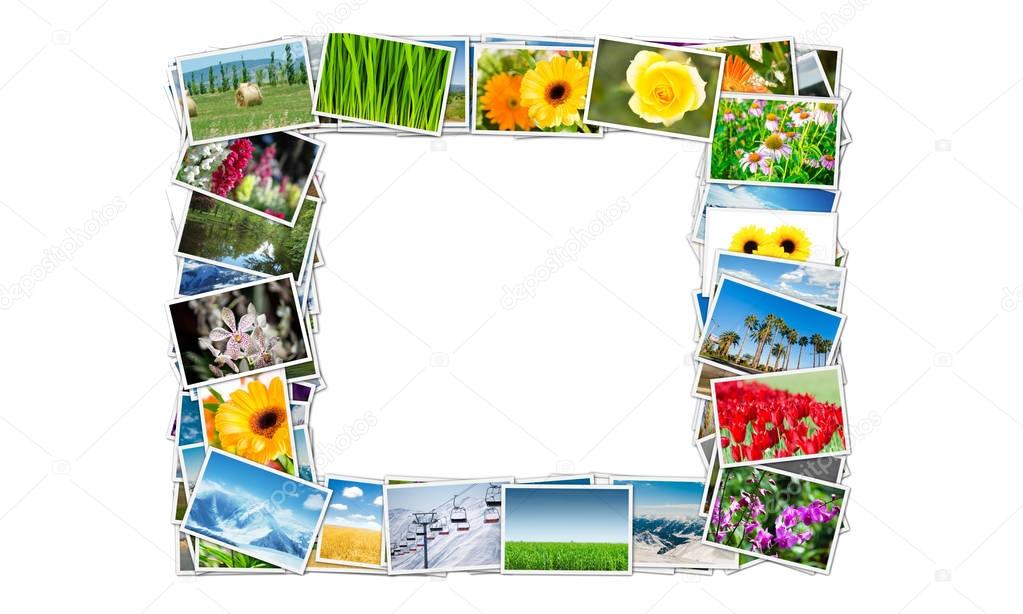 Frame made of various nature photos