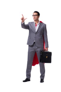 Beyaz arka plan üzerinde izole süper kahraman işadamı