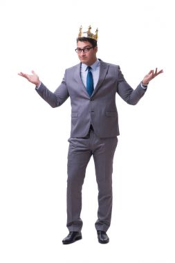 Kral işadamı beyaz arka planda izole edilmiş