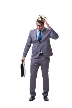 Kral işadamı beyaz arka planda izole edilmiş
