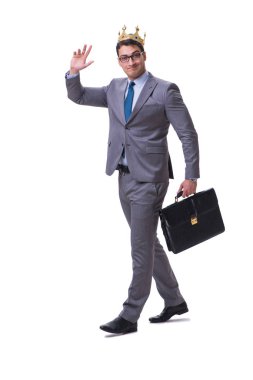 Kral işadamı beyaz arka planda izole edilmiş