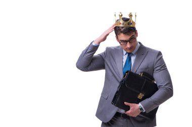 Kral işadamı beyaz arka planda izole edilmiş