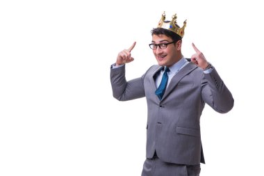 Kral işadamı beyaz arka planda izole edilmiş