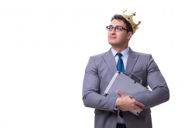 Kral işadamı beyaz arka planda izole edilmiş