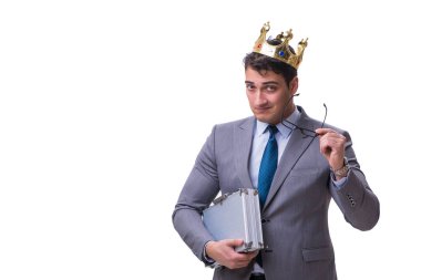 Kral işadamı beyaz arka planda izole edilmiş