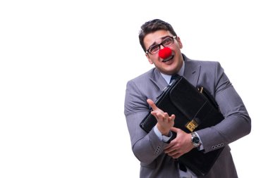 Beyaz çanta ile komik palyaço