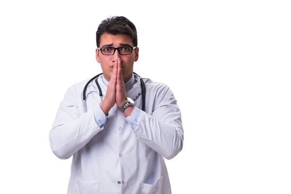 Giovane medico maschio isolato su sfondo bianco — Foto Stock