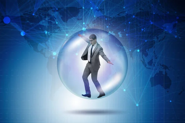 バブルの中を飛ぶビジネスマン — ストック写真