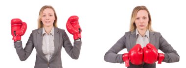 Beyaz eldivenli kadın iş kadını.