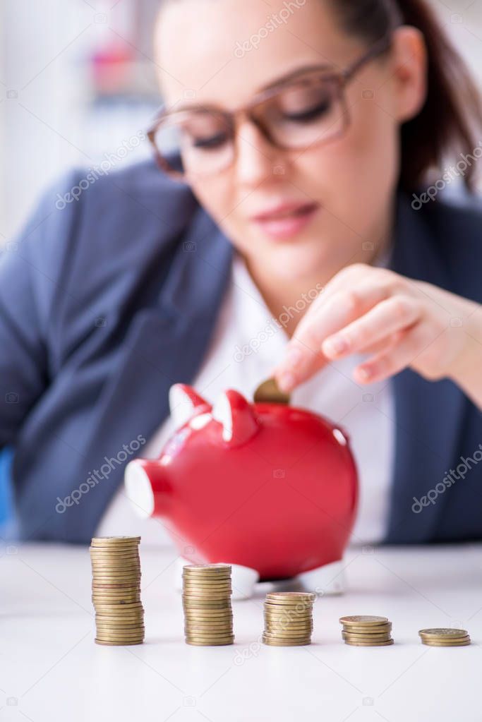 Businesswoman in pension savings concept