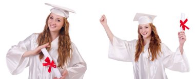 Beyaz izole kadın öğrenci