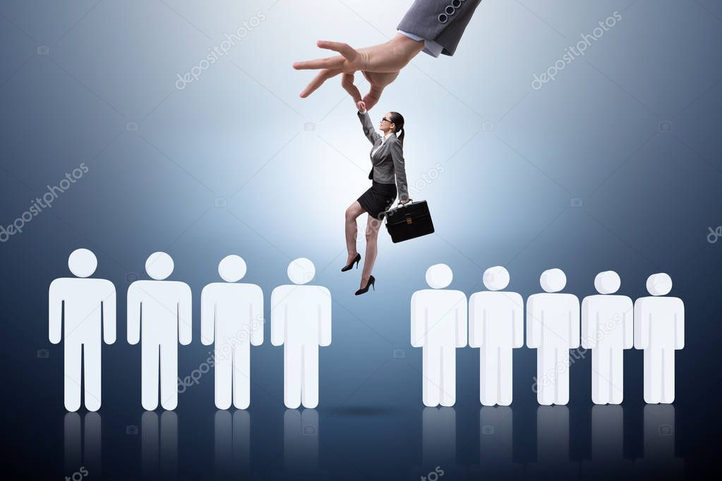 Recruitment concept with hand picking the best employee