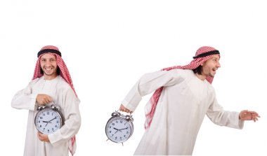 Arap adam beyaz üzerinde zaman kavramı