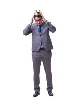 Kral işadamı beyaz arka planda izole edilmiş