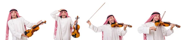 Arab ember játszik violing, fehér — Stock Fotó