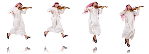 Arabiska mannen spelar violing på vit — Stockfoto