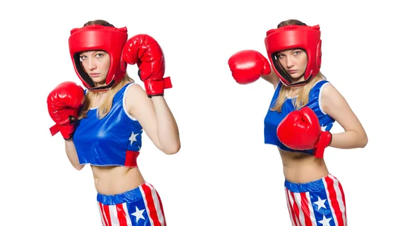 Female boxer isolated on the white background — Stock Photo, Image