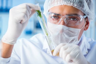 Laboratuvarda bilim adamıyla biyoteknoloji kavramı