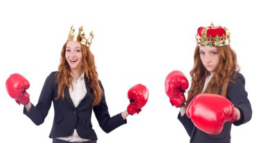 Kraliçe boksör işkadını beyaz izole