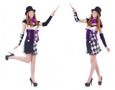 Sihirbaz kadın beyaz değnekle