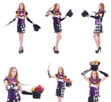 Sihirbaz kadın beyaz değnekle