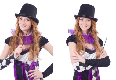 Sihirbaz kadın beyaz değnekle