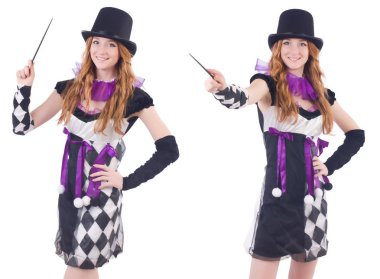 Sihirbaz kadın beyaz değnekle