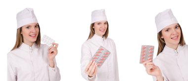 Kadın doktor beyazları izole etti.