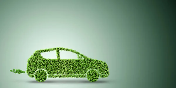 Elektromos autó koncepció zöld környezetben koncepció - 3d renderelés — Stock Fotó
