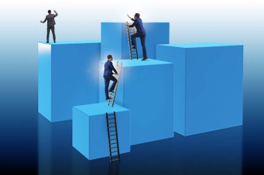 Bloklar halinde iş kavramı meydan tırmanma işadamı