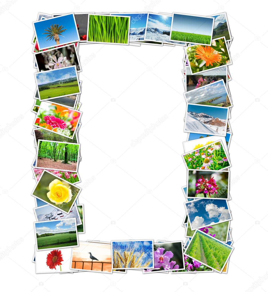 Frame made of various nature photos