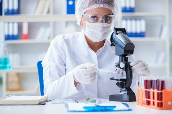 Pesquisadora cientista conduzindo uma experiência em um labora — Fotografia de Stock