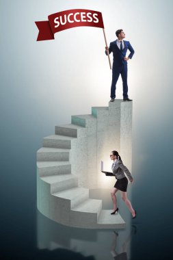 İş dünyasında başarılı pankart sahibi bir iş adamı