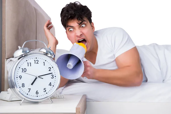 Man in bed suffering from insomnia — Stock Photo, Image