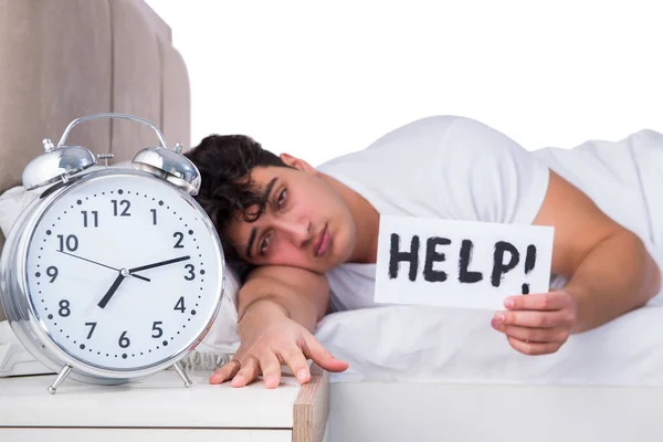 Man in bed suffering from insomnia — Stock Photo, Image