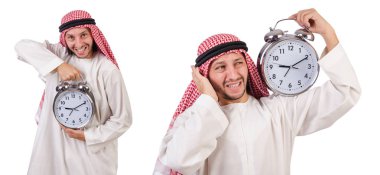 Arap adam beyaz üzerinde zaman kavramı