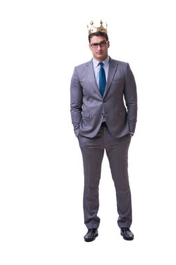 Kral işadamı beyaz arka planda izole edilmiş