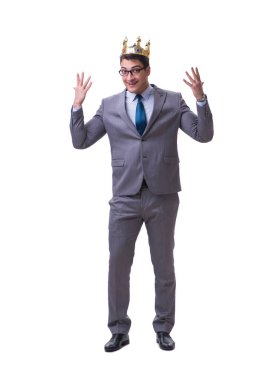 Kral işadamı beyaz arka planda izole edilmiş