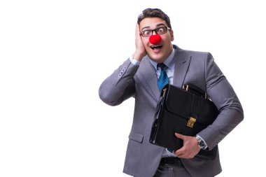 Beyaz çanta ile komik palyaço