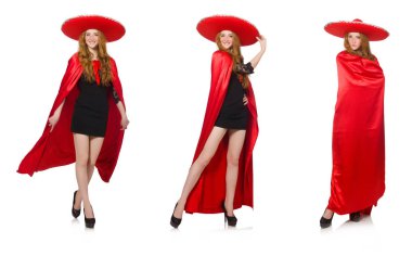 Konseptte sombrero olan komik bir Meksikalı.