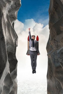 İş adamı iş kavramındaki zorlukların üstesinden geldi