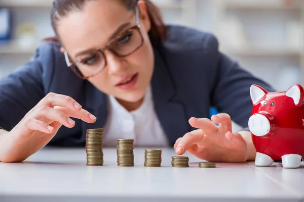 Businesswoman in pension savings concept — Stock Photo, Image