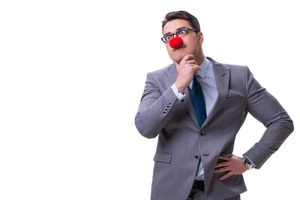 Funny clown businessman isolated on white background — Stock Photo, Image