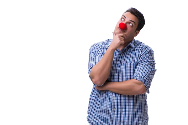 Buffo clown uomo isolato su sfondo bianco — Foto Stock
