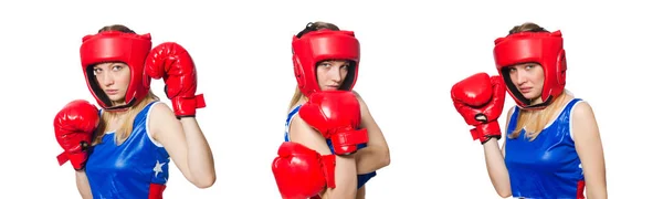 Female boxer isolated on the white background — Stock Photo, Image