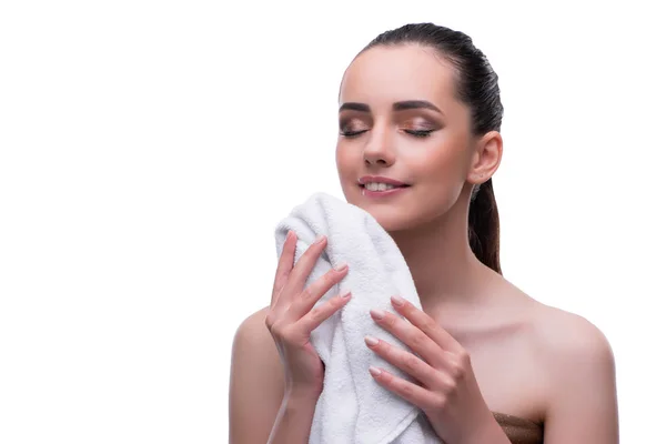 Woman in beauty concept with towel spa bath — Stock Photo, Image