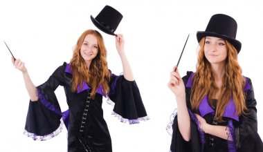 Kadın sihirbaz beyazların arasında.