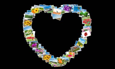 Doğa fotoğrafları yapılmış kalp şekli